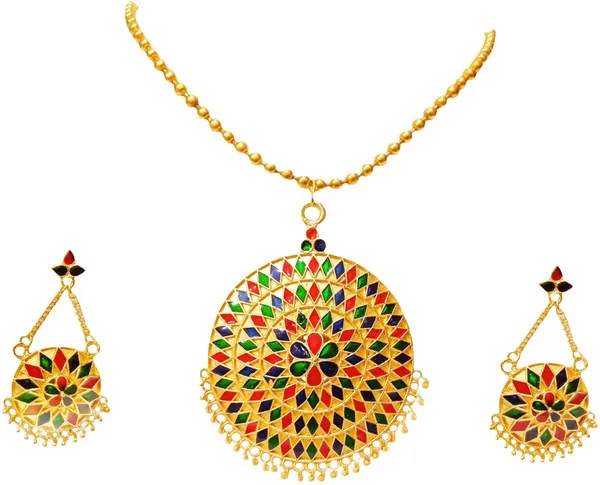 Assamese_Traditional_Gold_Plated_Multi_Colour_Joapi_Chain_Jewellery_Set_For_Women